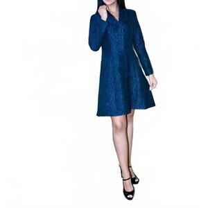NEW CENIA scalloped coat dress in black / blue
